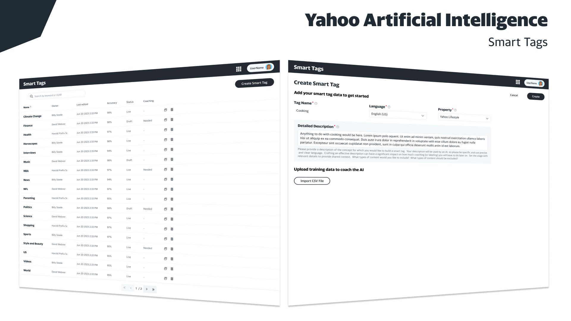 Yahoo AI Smart Tagging